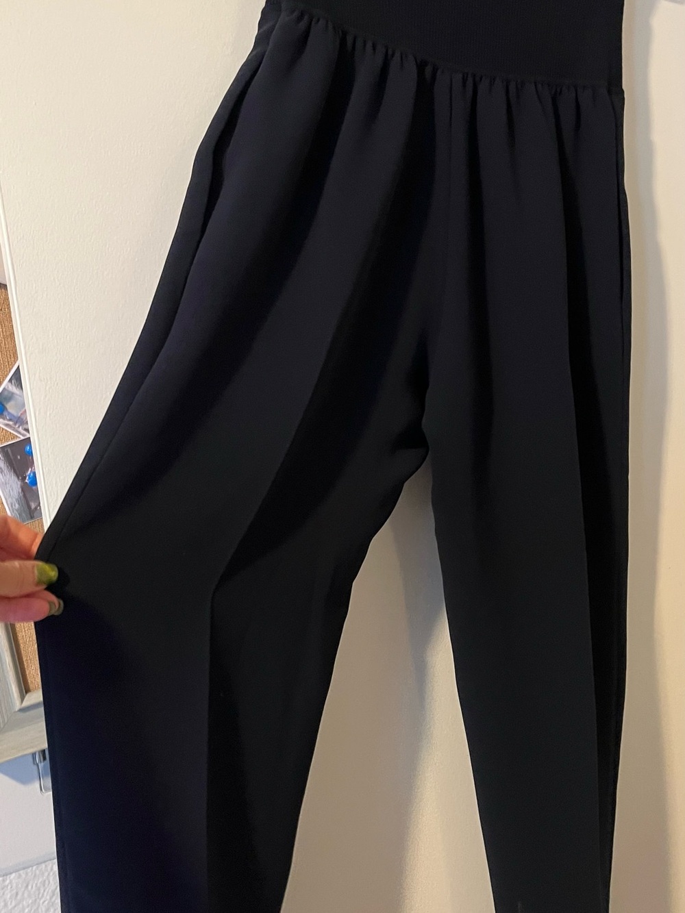 Theory Pants Navy Ribbed Waist Tapered Pleated 0